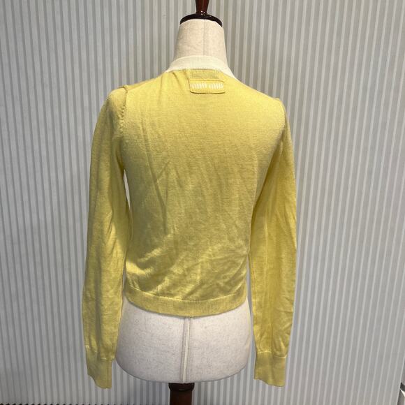 MIU MIU Women's Wool Knit Cardigan Size 36 In Yellow - Picture 2 of 7